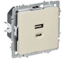 Розетка USB BRITE A+C 45Вт высокоскоростная зарядка РЮ11-2-БрКр скрытой установки бежевый (BR-U22-045-K10)