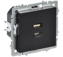 Розетка USB BRITE A+C 45Вт высокоскоростная зарядка РЮ11-2-БрЧ скрытой установки черный (BR-U22-045-K02)