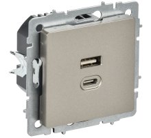 Розетка USB BRITE A+C 45Вт высокоскоростная зарядка РЮ11-2-БрШ скрытой установки шампань (BR-U22-045-K37)