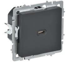 Розетка USB C BRITE 65Вт высокоскоростная зарядка РЮ12-1-БрГ скрытой установки графит (BR-U13-065-K53)