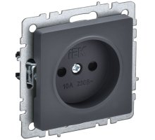 Розетка 1-местная BRITE РСш10-2-БрГ без заземления с защитными шторками 10А графит (BR-R13-10-K53)
