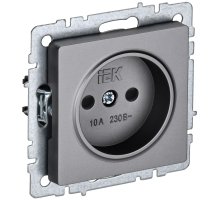 Розетка 1-местная BRITE 10А РСш10-2-БрС без заземления с защитными шторками 10А скрытой установки сталь (BR-R13-10-K46)