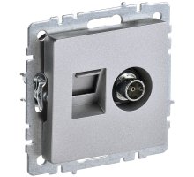 Розетка 2-местная TV+RJ45 BRITE кат.5E РТВ/РК12-БрА скрытой установки алюминий (BR-AK20-1-K47)
