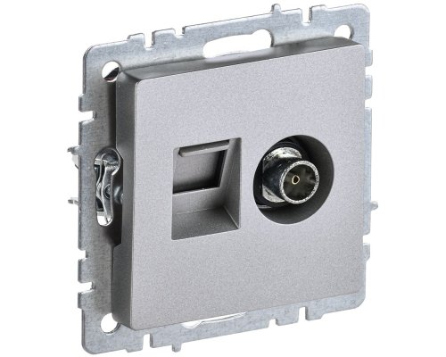 Розетка 2-местная TV+RJ45 BRITE кат.5E РТВ/РК12-БрА скрытой установки алюминий (BR-AK20-1-K47)