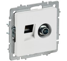Розетка двойная TV+RJ45 BRITE кат.5E РТВ/РК12-БрАБ скрытой установки арктический белый (BR-AK20-1-K91)
