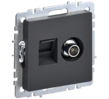 Розетка двойная TV+RJ45 BRITE кат.5E РТВ/РК12-БрГ скрытой установки графит (BR-AK20-1-K53)