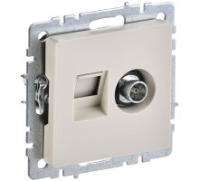 Розетка двойная TV+RJ45 BRITE кат.5E РТВ/РК12-БрКр скрытой установки бежевый (BR-AK20-1-K10)