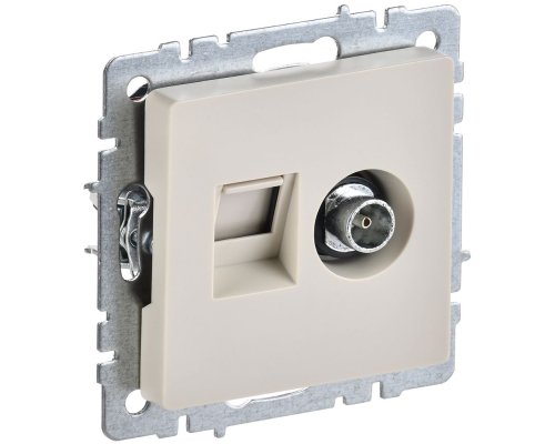 Розетка двойная TV+RJ45 BRITE кат.5E РТВ/РК12-БрКр скрытой установки бежевый (BR-AK20-1-K10)