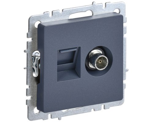 Розетка двойная TV+RJ45 BRITE кат.5E РТВ/РК12-БрМ скрытой установки маренго (BR-AK20-1-K35)