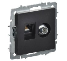 Розетка двойная TV+RJ45 BRITE кат.5E РТВ/РК12-БрЧ скрытой установки черный (BR-AK20-1-K02)