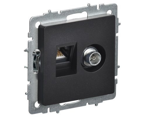 Розетка двойная TV+RJ45 BRITE кат.5E РТВ/РК12-БрЧ скрытой установки черный (BR-AK20-1-K02)