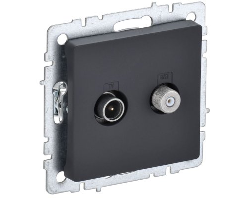 Розетка двойная TV+SAT BRITE РТВ/РСп12-БрГ скрытой установки графит (BR-AF20-O-K53)