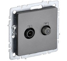 Розетка двойная TV+SAT BRITE РТВ/РСп12-БрС скрытой установки сталь (BR-AF20-O-K46)