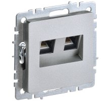 Розетка компьютерная двойная RJ45 BRITE кат.5E РК10-2-БрА скрытой установки алюминий (BR-K20-1-K47)