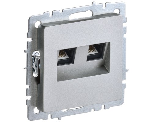 Розетка компьютерная двойная RJ45 BRITE кат.5E РК10-2-БрА скрытой установки алюминий (BR-K20-1-K47)