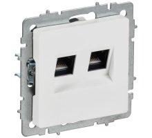 Розетка компьютерная двойная BRITE кат.5E RJ45 РК10-2-БрАБ скрытой установки арктический белый (BR-K20-1-K91)
