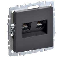 Розетка компьютерная двойная RJ45 BRITE кат.5E РК10-2-БрГ скрытой установки графит (BR-K20-1-K53)
