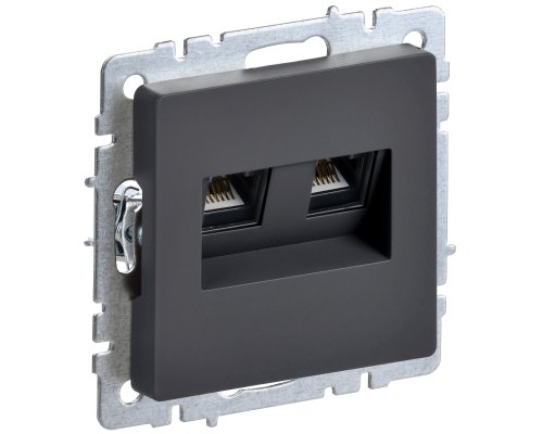 Розетка компьютерная двойная RJ45 BRITE кат.5E РК10-2-БрГ скрытой установки графит (BR-K20-1-K53)