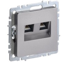 Розетка компьютерная двойная RJ45 BRITE кат.5E РК10-2-БрС скрытой установки сталь (BR-K20-1-K46)
