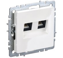 Розетка компьютерная двойная RJ45 BRITE кат.6 РК11-2-БрБ скрытой установки белый (BR-K20-2-K01)