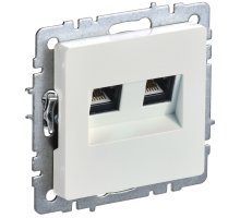 Розетка компьютерная двойная RJ45 BRITE кат.6 РК11-2-БрЖ скрытой установки жемчуг (BR-K20-2-K36)