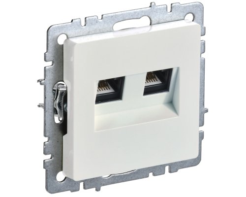 Розетка компьютерная двойная RJ45 BRITE кат.6 РК11-2-БрЖ скрытой установки жемчуг (BR-K20-2-K36)
