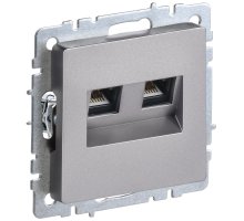 Розетка компьютерная двойная RJ45 BRITE кат.6 РК11-2-БрС скрытой установки сталь (BR-K20-2-K46)
