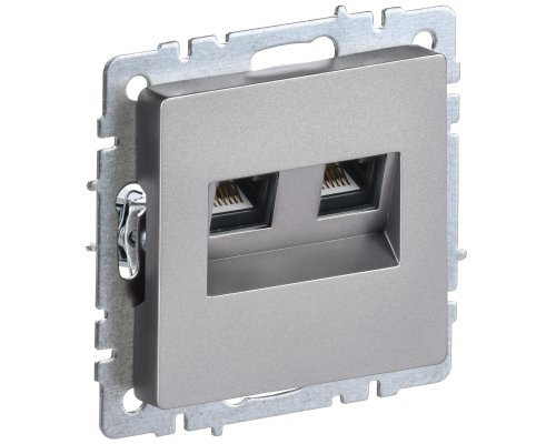 Розетка компьютерная двойная RJ45 BRITE кат.6 РК11-2-БрС скрытой установки сталь (BR-K20-2-K46)