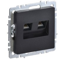 Розетка компьютерная двойная RJ45 BRITE кат.6 РК11-2-БрЧ скрытой установки черный (BR-K20-2-K02)