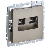 Розетка компьютерная двойная RJ45 BRITE кат.6 РК11-2-БрШ скрытой установки шампань (BR-K20-2-K37)