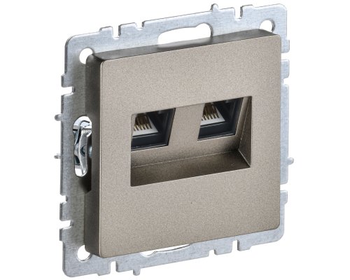 Розетка компьютерная двойная RJ45 BRITE кат.6 РК11-2-БрШ скрытой установки шампань (BR-K20-2-K37)