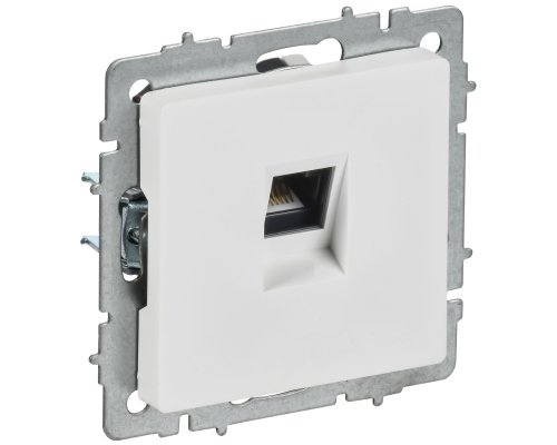 Розетка компьютерная RJ45 BRITE кат.5E РК10-БрАБ скрытой установки арктический белый (BR-K10-1-K91)