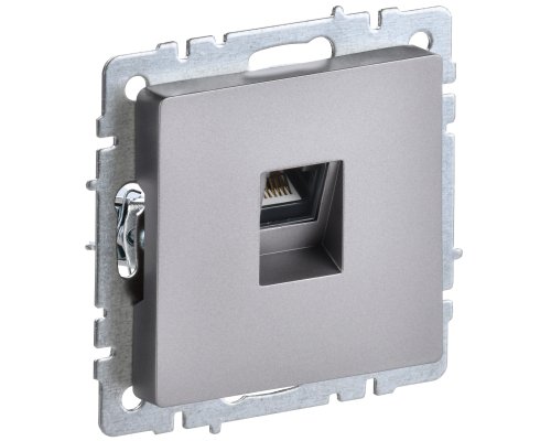 Розетка компьютерная RJ45 BRITE кат.6 РК11-БрС скрытой установки сталь (BR-K10-2-K46)