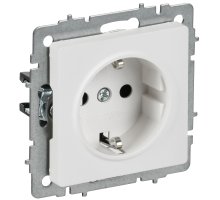 Розетка 1-местная РС14-1-0-БрАБ BRITE с заземлением с защитными шторками 16А скрытой установки арктический белый (BR-R14-16-K91)