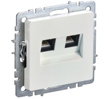 Розетка двойная RJ11+RJ45 BRITE кат.5E РК/Т12-БрЖ скрытой установки жемчуг (BR-KT20-O-1-K36)
