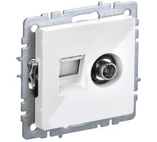 Розетка двойная TV+RJ45 BR-AK20-1-K01 кат.5E РТВ/РК12-БрБ скрытой установки белый (BR-AK20-1-K01)