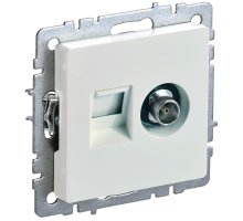 Розетка двойная TV+RJ45 BRITE кат.5E РТВ/РК12-БрЖ скрытой установки жемчуг (BR-AK20-1-K36)
