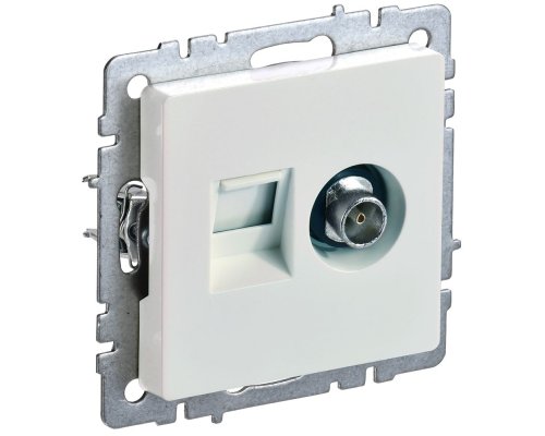 Розетка двойная TV+RJ45 BRITE кат.5E РТВ/РК12-БрЖ скрытой установки жемчуг (BR-AK20-1-K36)
