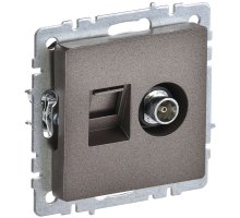 Розетка двойная TV+RJ45 BRITE кат.5E РТВ/РК12-БрТБ скрытой установки темная бронза (BR-AK20-1-K45)