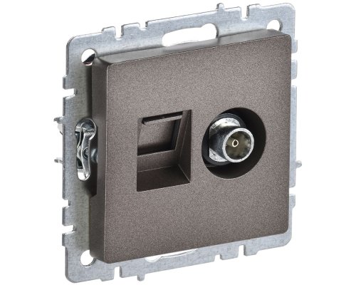 Розетка двойная TV+RJ45 BRITE кат.5E РТВ/РК12-БрТБ скрытой установки темная бронза (BR-AK20-1-K45)