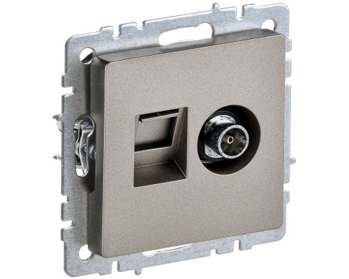 Розетка двойная TV+RJ45 BRITE кат.5E РТВ/РК12-БрШ скрытой установки шампань (BR-AK20-1-K37)