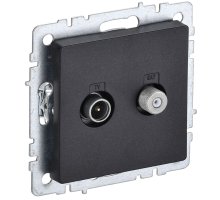 Розетка двойная TV+SAT BRITE РТВ/РСп12-БрЧ скрытой установки черный (BR-AF20-O-K02)
